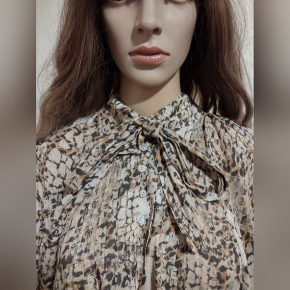 Spell Animal Print Tie Blouse, L - Picture 4 of 17